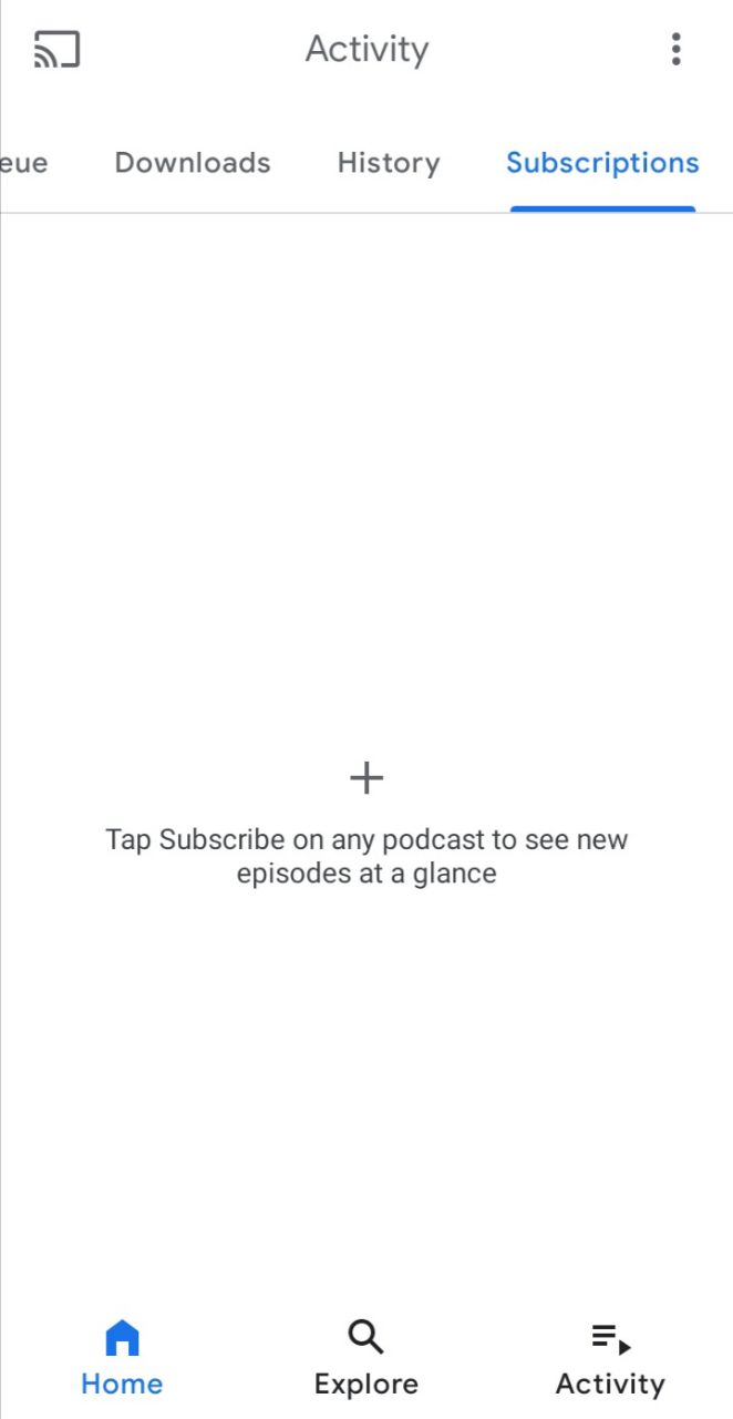 google podcasts menu